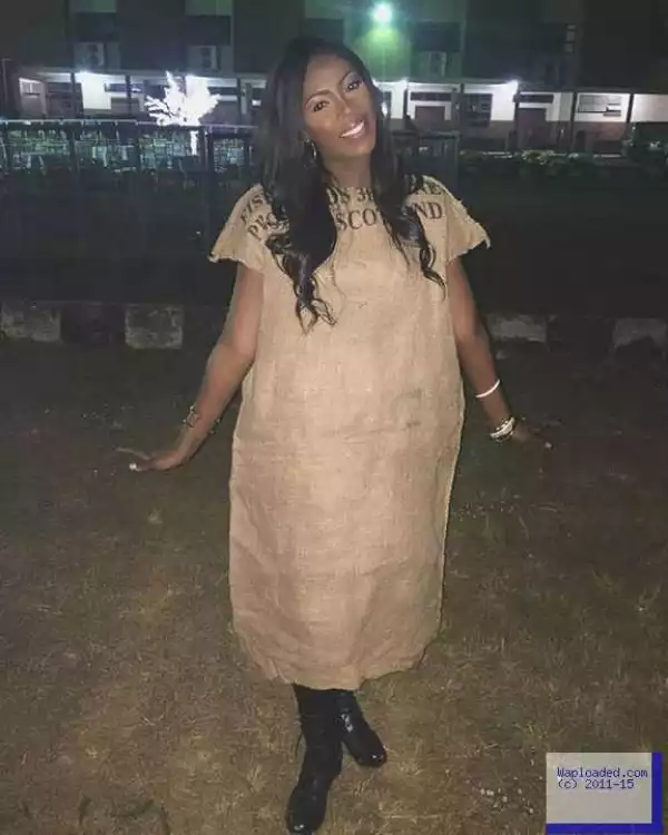 Photo: Tiwa Savage Performs In A Sack Of Rice 